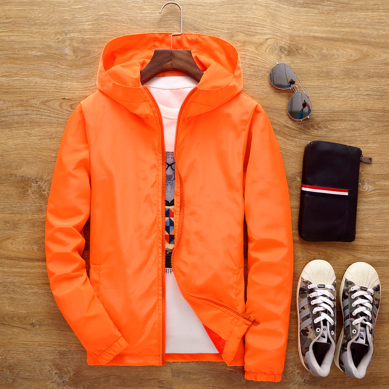 Primavera y otoño chaqueta de los hombres más tamaño abrigo jóvenes estudiantes estilo coreano ropa superior delgada cazadora con capucha abrigo logotipo impreso