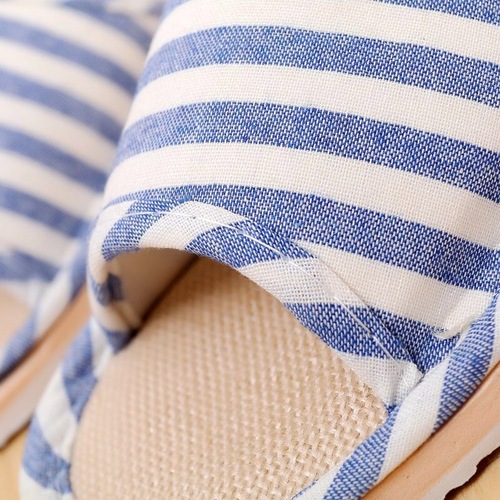 Four Seasons Indoor Slippers Giveaway Striped Linen Couple Foam Bottom Home Wooden Floor Slippers Female Manufacturer Wholesale