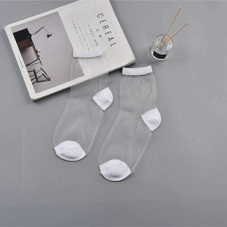 Sheer summer glass tights socks, transparent patterned crystal, one size