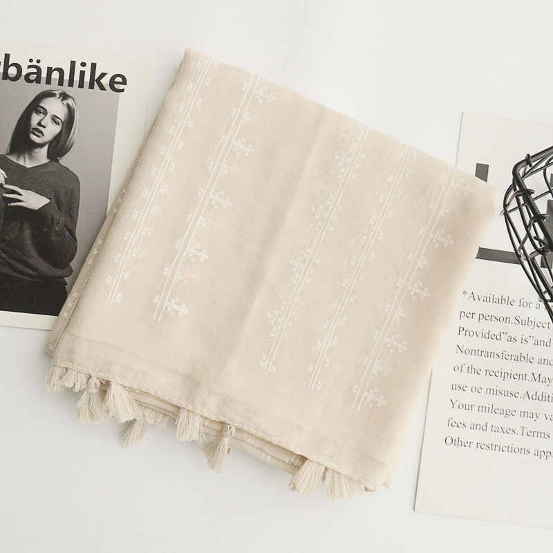 2018 estilo pastoral japonés fresco algodón y lino bufanda color sólido estilo coreano artístico todo partido bufanda decorativa protector solar chal