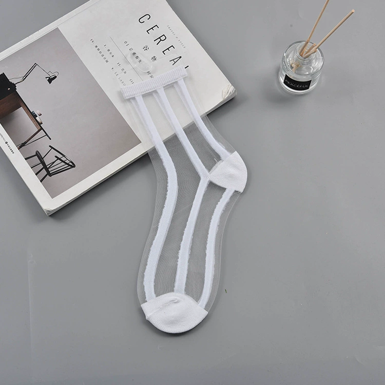 Sheer summer glass tights socks, transparent patterned crystal, one size