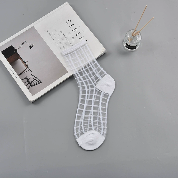 Sheer summer glass tights socks, transparent patterned crystal, one size