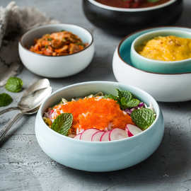 日式陶瓷餐具 陶瓷饭碗 色釉罗汉碗 大号汤碗 创意酒店餐具批发