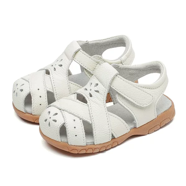 Hollow Toe Genuine Leather Breathable Girls' Shoes Summer Style Children's Sandals Wholesale Soft Sweat-Absorbent Toddler Shoes