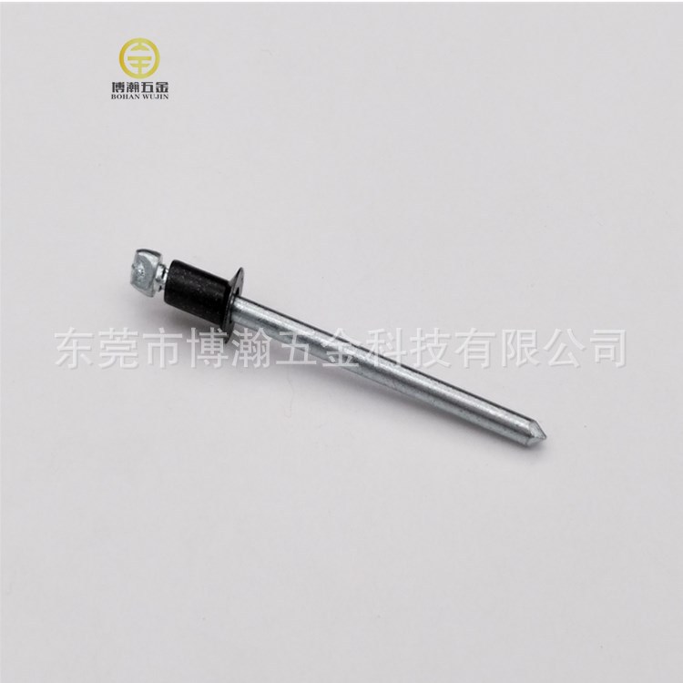 GB12617开口沉头半黑铁抽芯拉钉|沉头黑色铁拉铆钉3.2*6.0