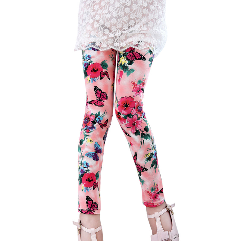 AliExpress Hot Selling Girls Printed Milk Silk Leggings Spring and Summer 2021 New Arrival Small and Medium-sized Children's Cropped Pants Children's Wear