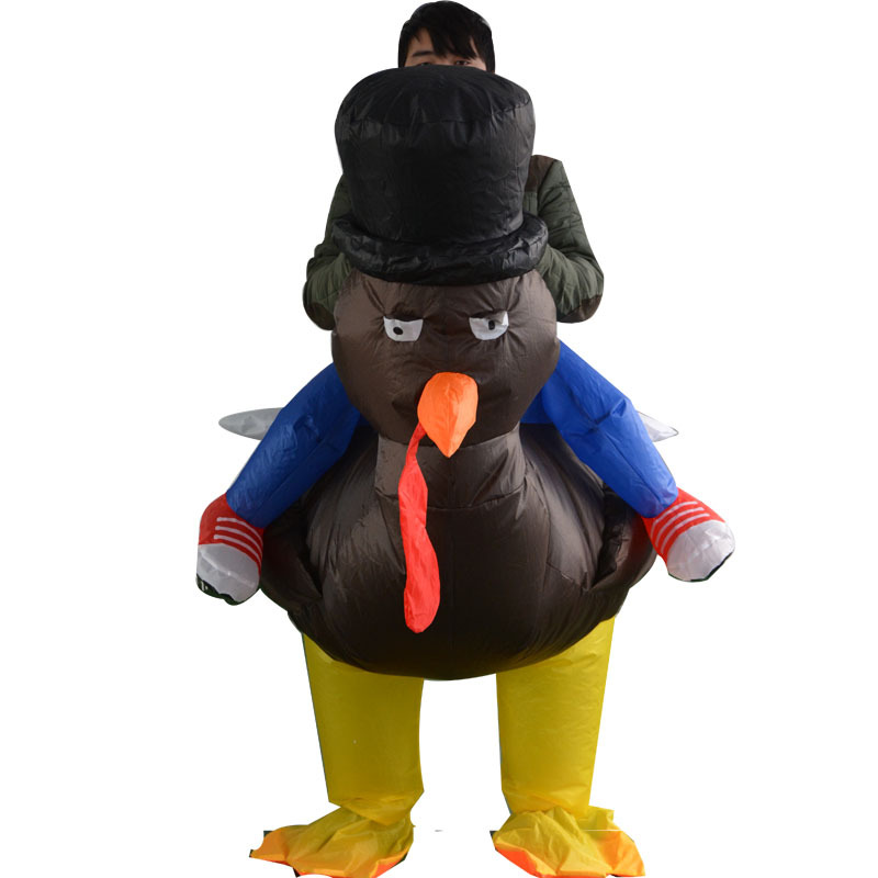 感恩节火鸡人偶充气服骑行搞笑拍照道具 舞台演绎玩偶万圣节装扮