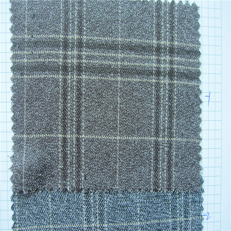 现货弹力色织格子布  TR弹力布 春秋休闲西装格子面料批发