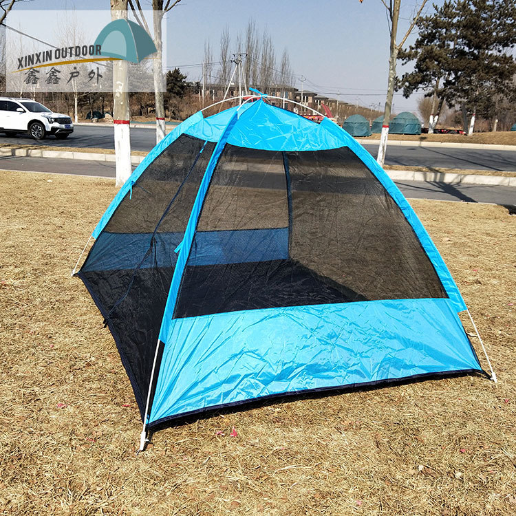 Carpa de hilo al aire libre perezoso tienda de viaje de construcción libre de tela recubierta de plata tienda de campaña doble tienda de campaña automática
