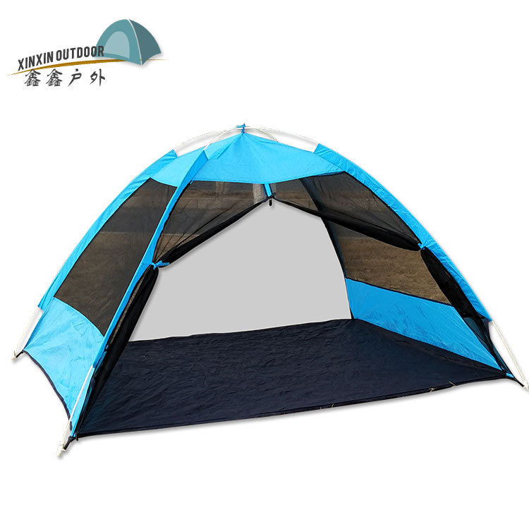 Carpa de hilo al aire libre perezoso tienda de viaje de construcción libre de tela recubierta de plata tienda de campaña doble tienda de campaña automática