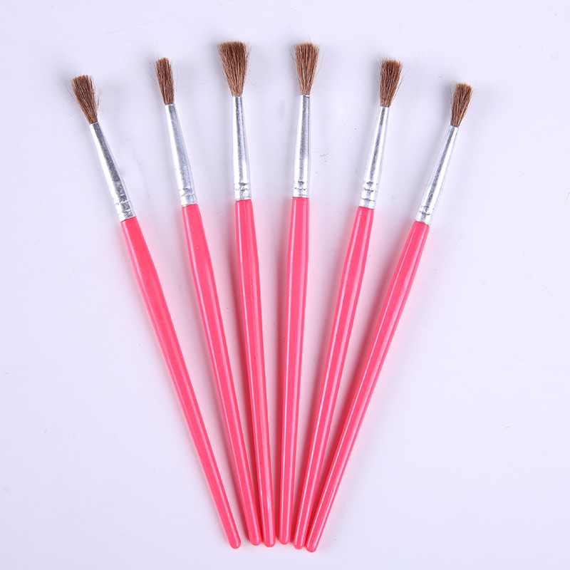 12.8CM塑料杆马毛圆头油画笔丙烯水彩画笔勾线笔美术绘画用品