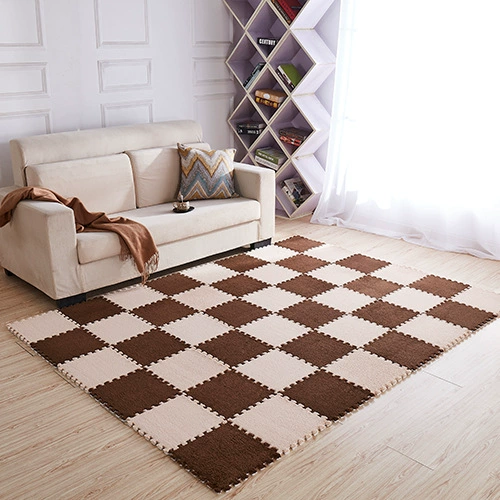 Foam Puzzle Carpet Mat, 30×30 cm Interlocking Velvet Tiles for Bedroom, Soft Crawling Pad