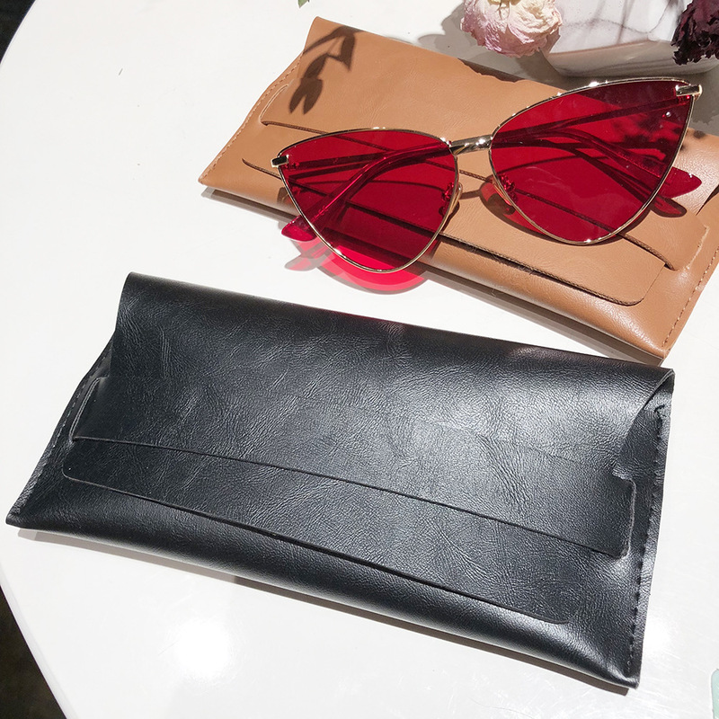 New soft bag leather sunglasses bag black fashion sunglasses box mirror cloth mirror bag screwdriver test card