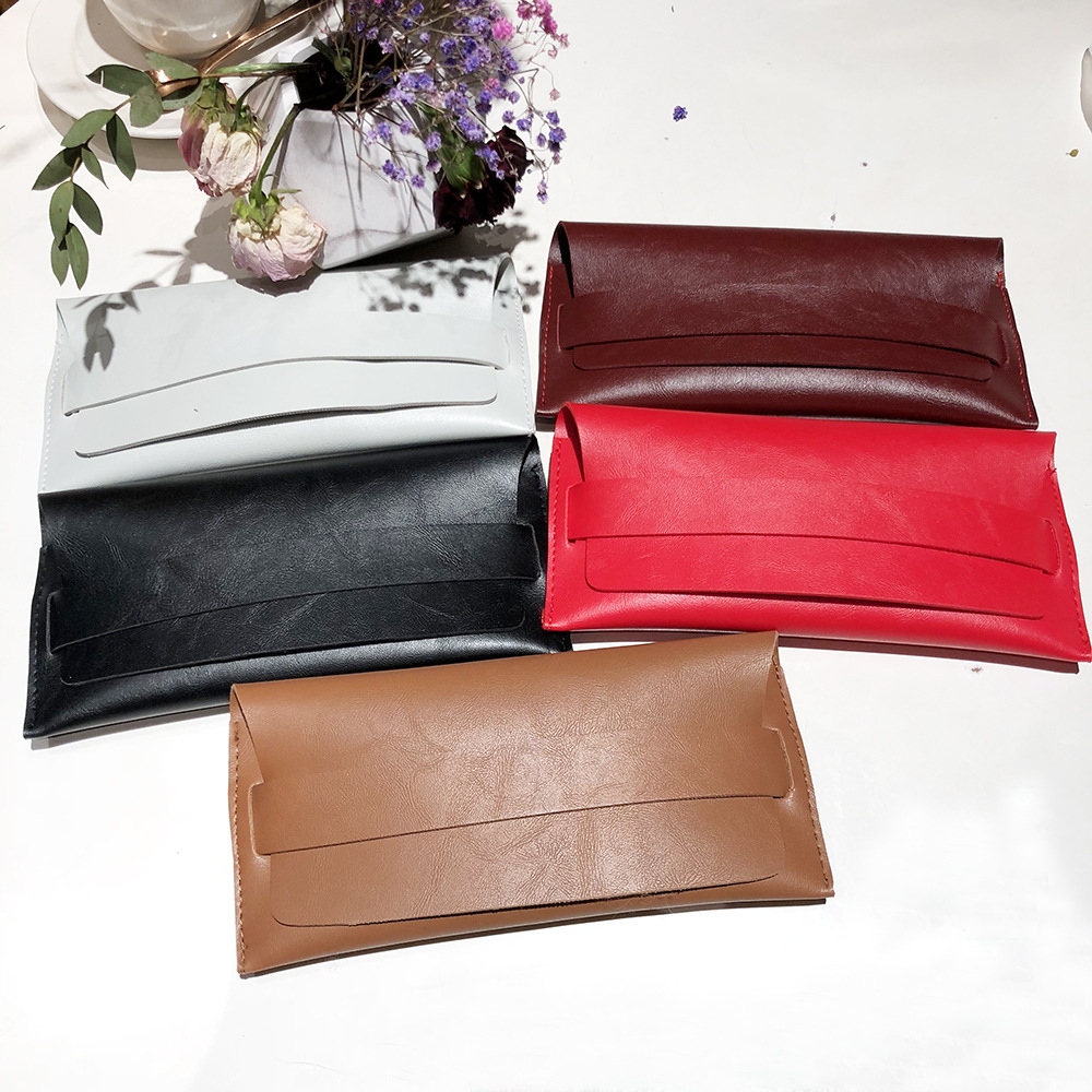 New soft bag leather sunglasses bag black fashion sunglasses box mirror cloth mirror bag screwdriver test card