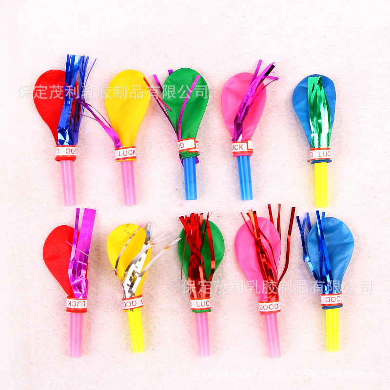 好质量儿童哨子玩具气球 金丝吹口哨 吹喇叭鸡毛叫派对气球批发