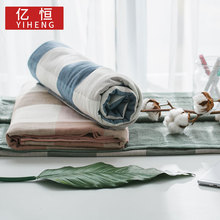 双层纱布浴巾厂家直销格子礼品纯棉加厚吸水成人沙滩巾日用品柔软