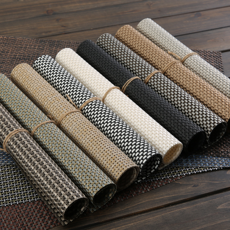 Teslin placemat 절연 pvc 서부 placemat 미끄럼 방지 매트 보울 매트 플레이트 매트 코스터 두꺼운 짠 4*4 점