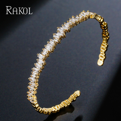 RAKOL European and American Cross-border Bestselling Geometric Irregular Zirconia Bracelet for Girls, Personality Lightweight Single Row Full Diamond Accessory