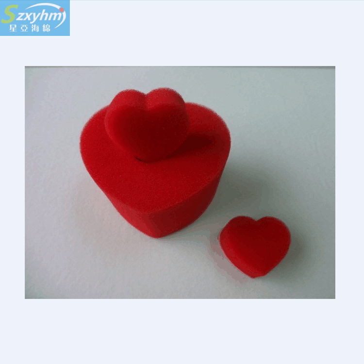 爱心红色形状海绵魔术表演专用棉20D开圆孔异形海绵杂技表演