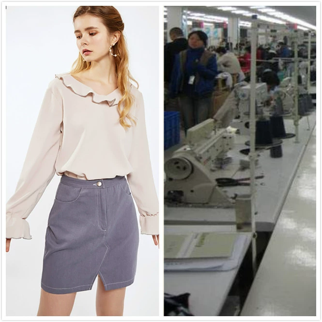 Весна 2021 рубашка в Корейском стиле с V-образным вырезом, Женский шифоновый топ с рюшами и роговыми рукавами, фабричная обработка силы Tao