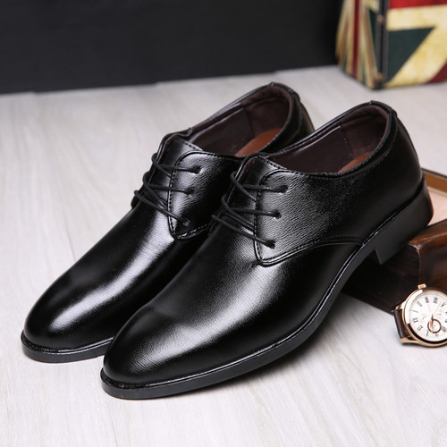 Spring and Autumn New Men's Leather Shoes Men's Shoes Wedding Shoes Korean Style Pointed Black Leather Shoes Men's Business Formal Interview Men's Leather Shoes