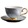 Scandinavian marble coffee ceramics, set, afternoon tea, cup, red (black) tea for beloved, simple and elegant design