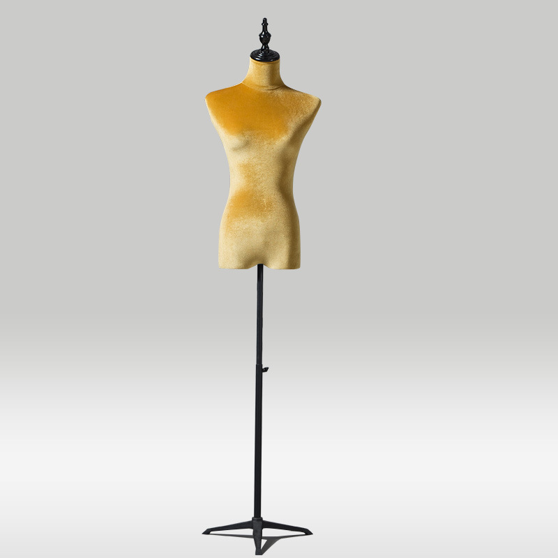 Modelo de busto accesorios femeninos de terciopelo dorado de color modelo de ventana de exhibición modelo de ropa de boda base de hierro image 9