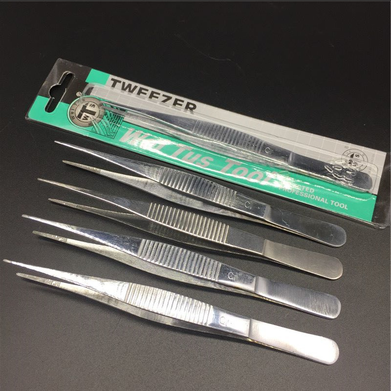 无线电不锈钢镊子防滑带牙工业用手机维修镊子diy手工夹子批发