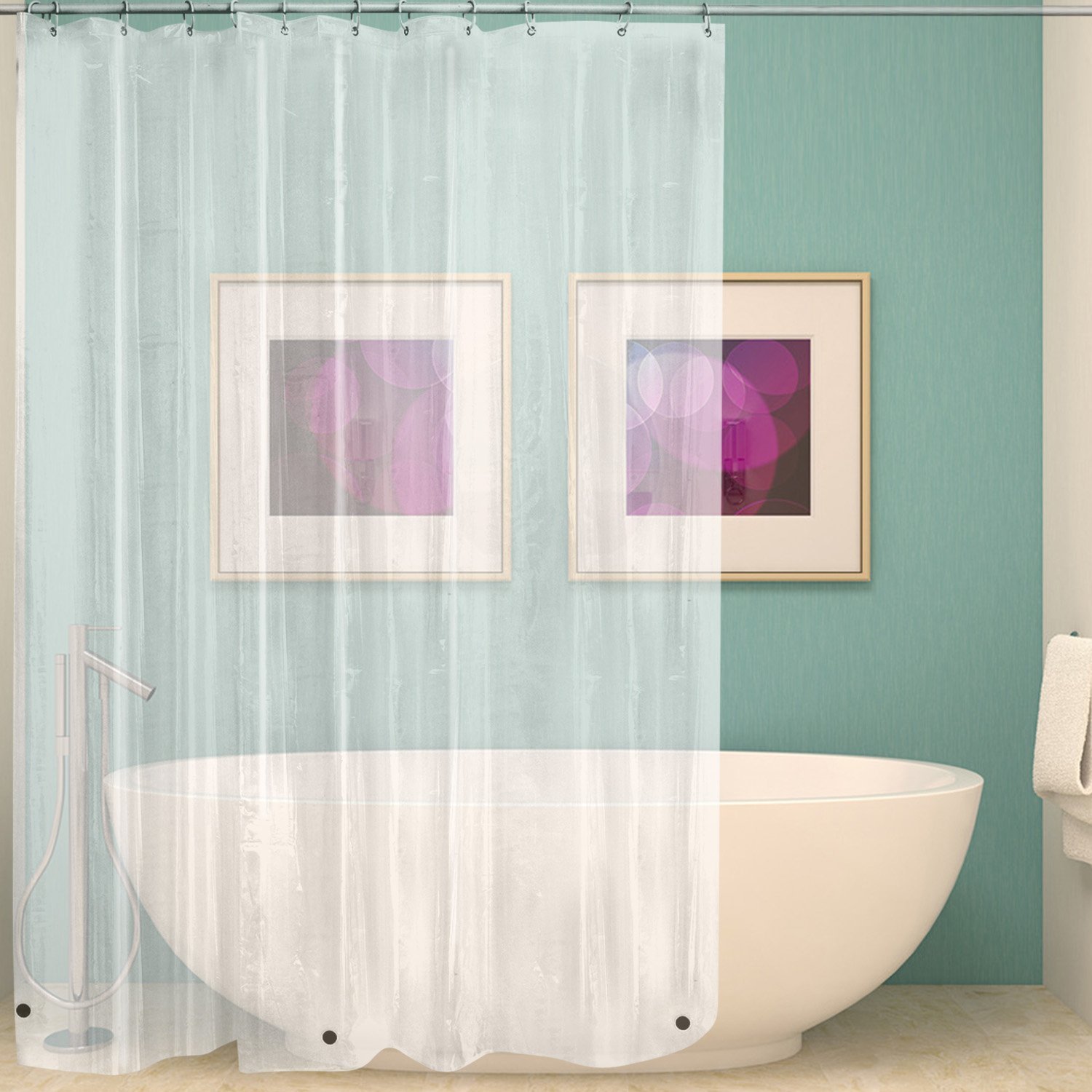 Jiaguan transparent metal buttonhole with 3 magnets PEVA transparent shower curtain lining factory wholesale thickness 0.08mm