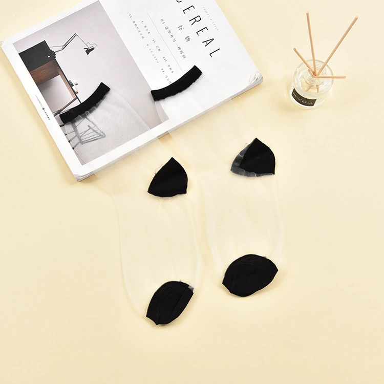 Sheer summer glass tights socks, transparent patterned crystal, one size