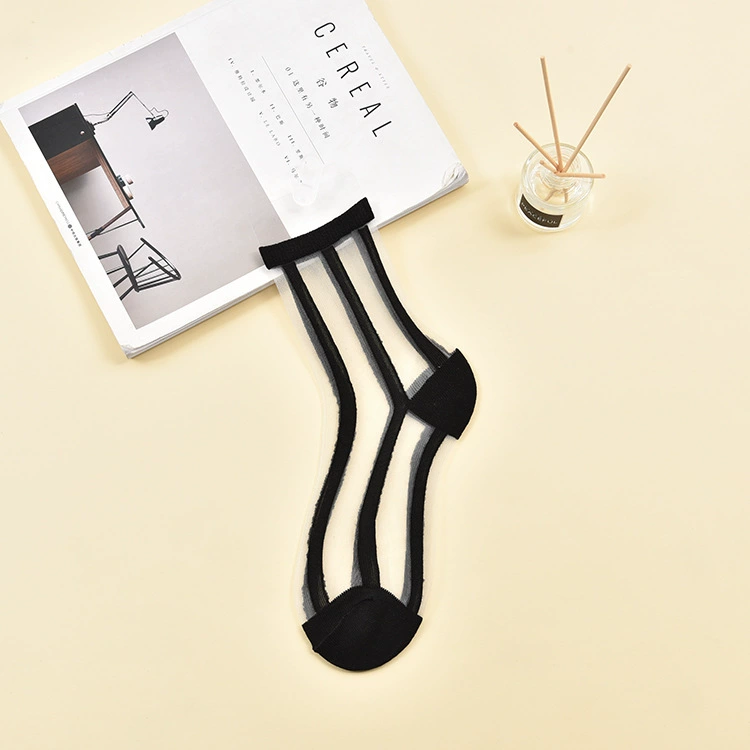 Sheer summer glass tights socks, transparent patterned crystal, one size