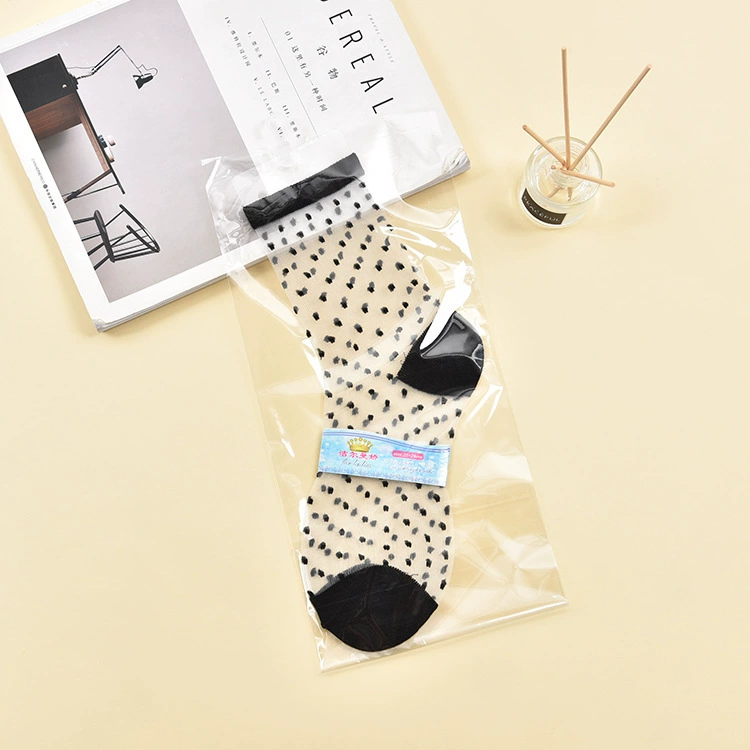 Sheer summer glass tights socks, transparent patterned crystal, one size