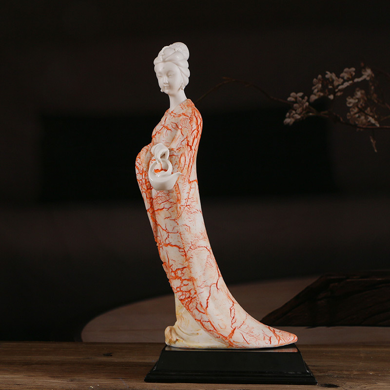 陶瓷工艺礼品古典美女摆件仕女家居客厅装饰中式白瓷人物