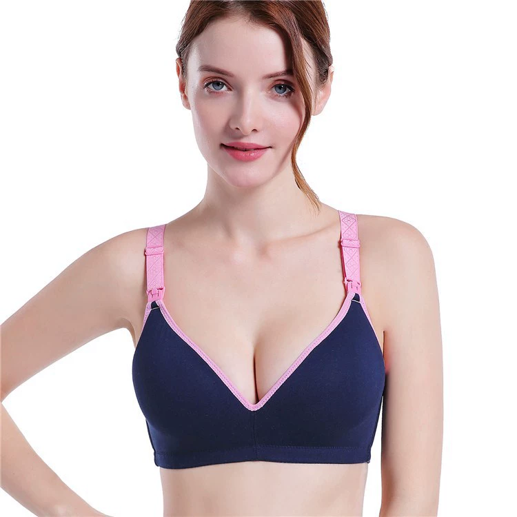 Breastfeeding nursing bra, breathable front‑lock support, plus sizes 75–90 (M–2XL)