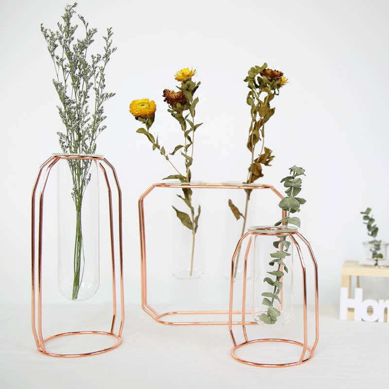 Creativo colgante tubo de ensayo florero de vidrio transparente simple flor hidropónica decoración del hogar Decoración de jardinería interior