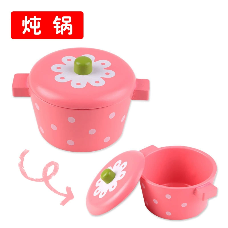 Деревянный набор кухонной игрушки (ToyWoo) — аксессуары для нарезки и готовки, реалистичная сковорода вок и горшок, возраст 4–6 лет