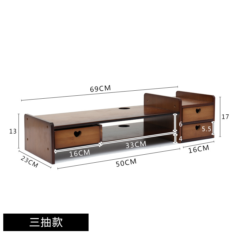 Soporte Elevador para Monitor de Escritorio de Bambú de 2 Niveles para Oficina image 17