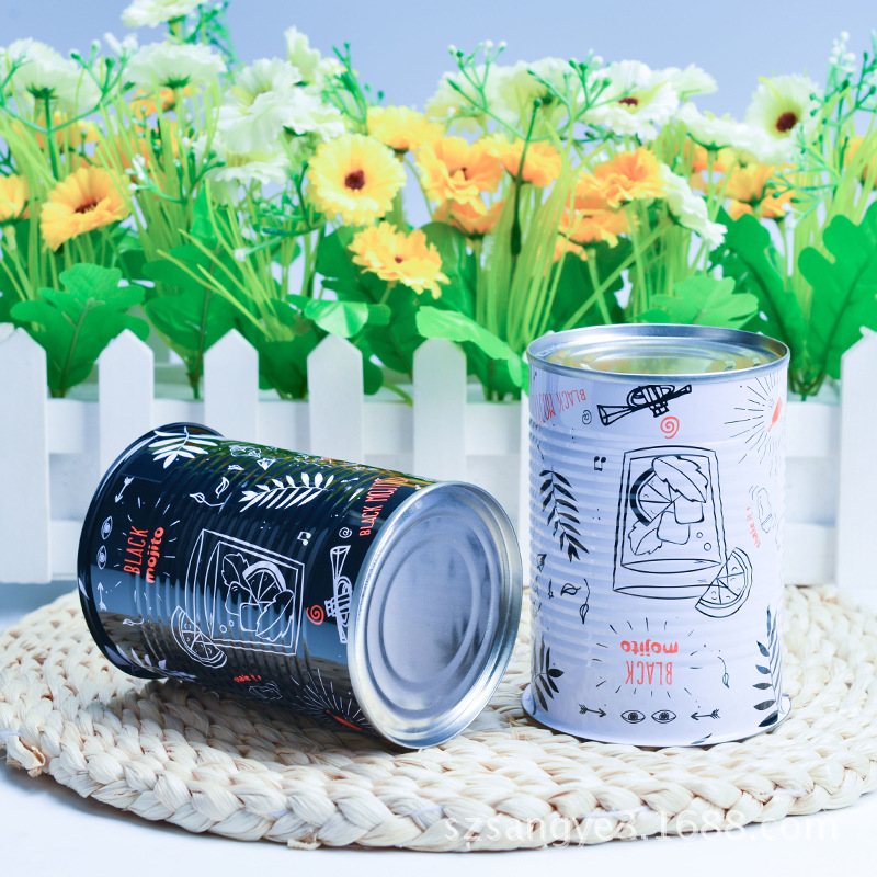 平底盖易拉金属包装罐 滚筋条纹螺旋食品易拉罐 出口水杯罐生产