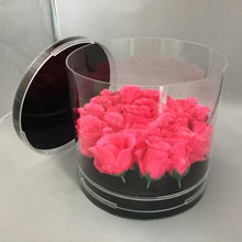 亚克力圆形花盒透明亚克力圆形花盒七夕鲜花盒永生花礼品包装花盒