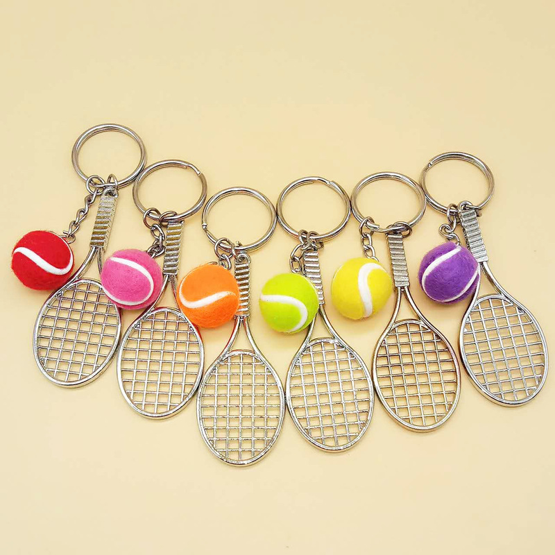 Creative Alloy Tennis Keychain Tennis Racquet Keychain Pendant Sports Event Advertising Promotional Gift Wholesale