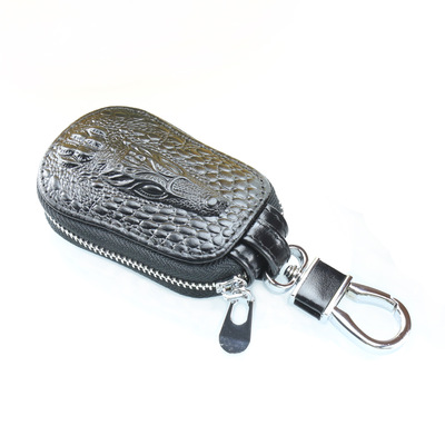 Crocodile print automobile key case crocodile automobile Key Bag The first layer cowhide key case smart cover men and women currency