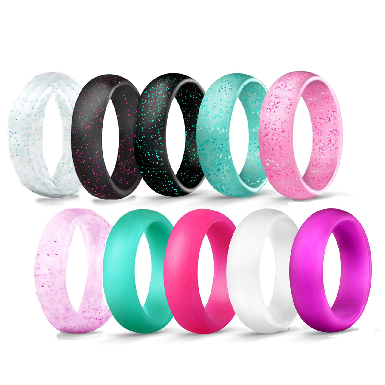 5.7mm wide new silicone ring glitter women's silicone ring pearl powder European and American ring couple ring