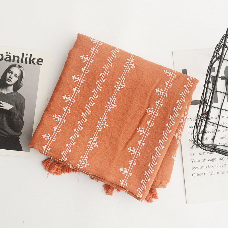 2018 estilo pastoral japonés fresco algodón y lino bufanda color sólido estilo coreano artístico todo partido bufanda decorativa protector solar chal