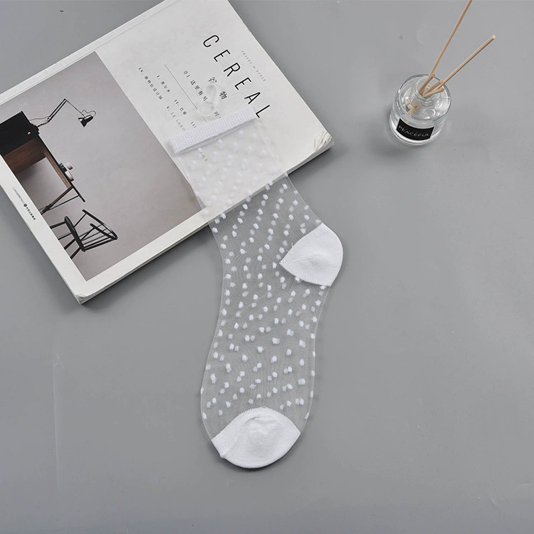 Sheer summer glass tights socks, transparent patterned crystal, one size