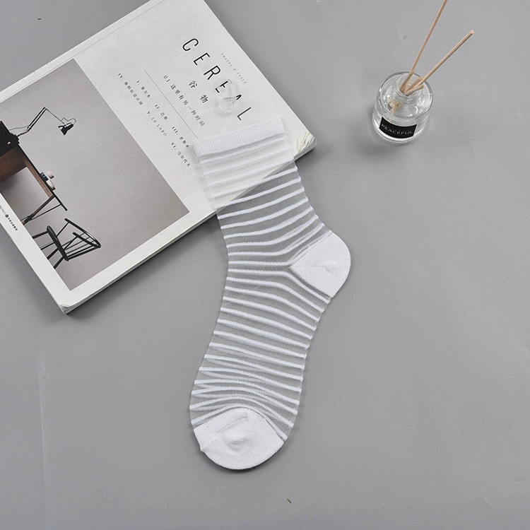 Sheer summer glass tights socks, transparent patterned crystal, one size