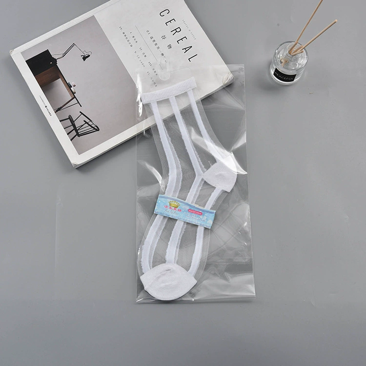 Sheer summer glass tights socks, transparent patterned crystal, one size