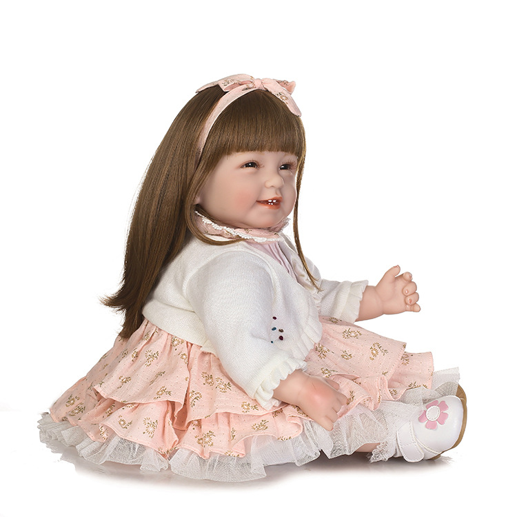 Simulación pelo largo princesa muñeca jugar casa juguete vestir muñeca chica de juguete