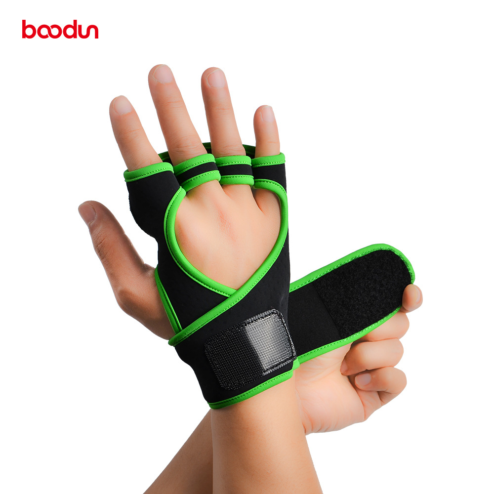 Gants d'haltérophilie et demi-doigts, protection du poignet, entraînement antidérapant, paume de la main sportive, gants de fitness en plein air_voghion.com