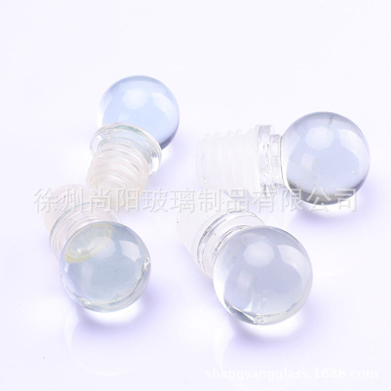Enchufe universal botella de aromaterapia de vidrio cubierta de madera tapón de bola de vidrio tapón de polímero botella de aromaterapia creativa tapón interno en stock al por mayor