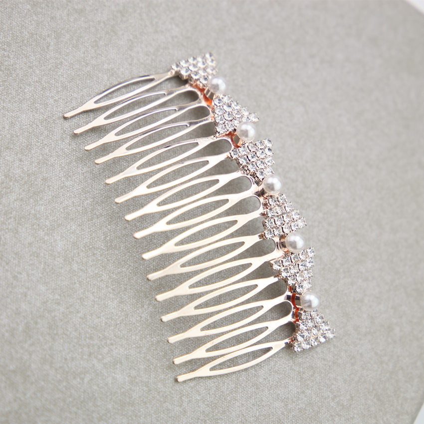 Suministro transfronterizo A058 exquisito diamante-incrustado perla arco peine del pelo de la aleación de inserción peine del pelo de moda peine europeo y americano